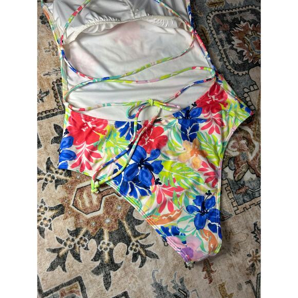 Oneill Tropical One piece Square open back NWT Colorful Swimsuit Floral Bikini - Picture 5 of 9